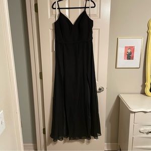 NWT Azazie Candice Black Bridesmaids Dress with Slits - Size 14